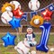 Baseball Balloons Birthday Decorations for Boys 11th Birthday Dodgers Balloons 40in Gaint Blue Foil Mylar